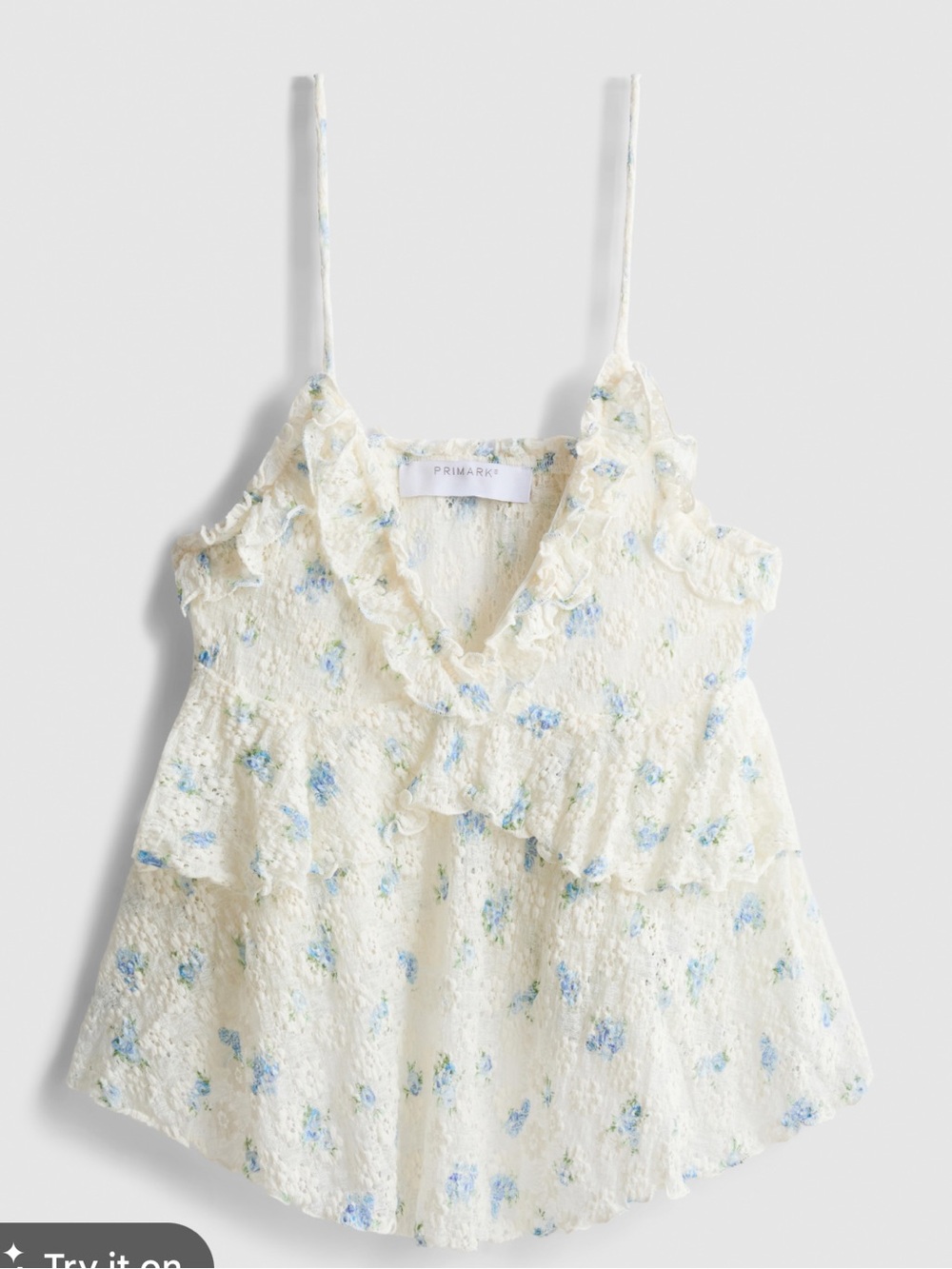 Primark Cream Cami Top and skirt sets with Blue Floral Frill